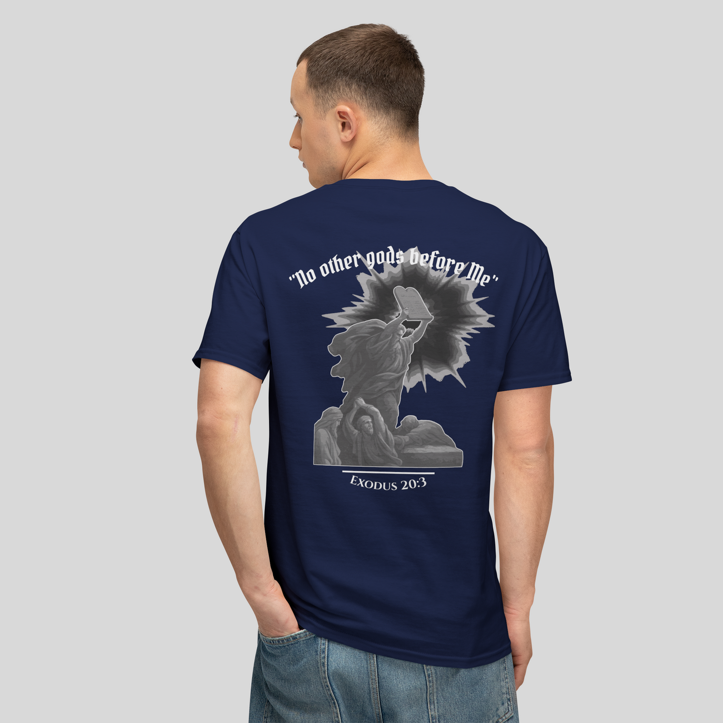 Moses Ten Commandments - Men's T-Shirt (Dark Edition) Navy