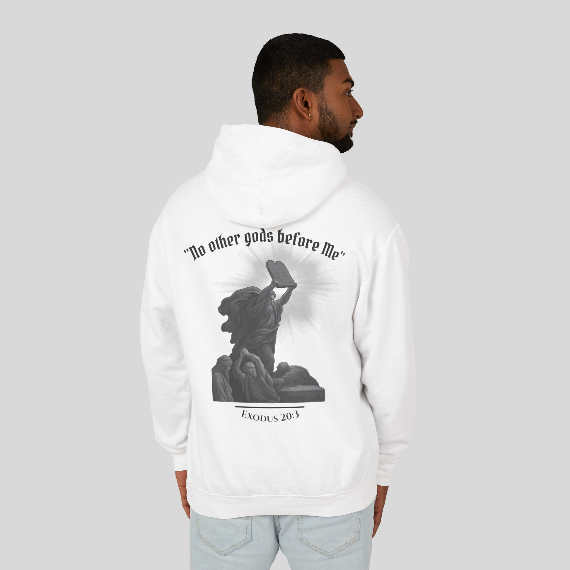Moses Ten Commandments - Men's Hoodie (Light Edition) White