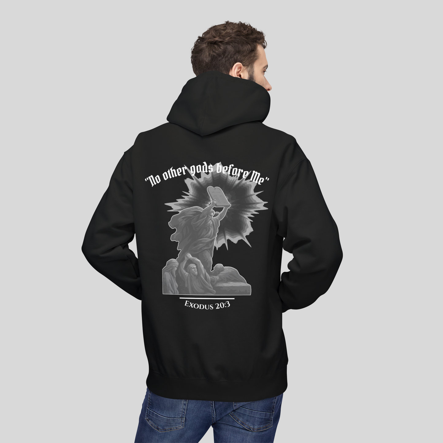 Moses Ten Commandments - Men's Hoodie (Dark Edition) Black